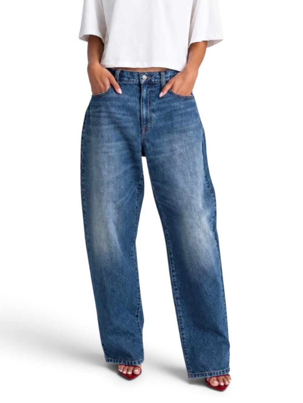 KBB by KAHLANA Barrel Leg Mid Rise Denim Jeans